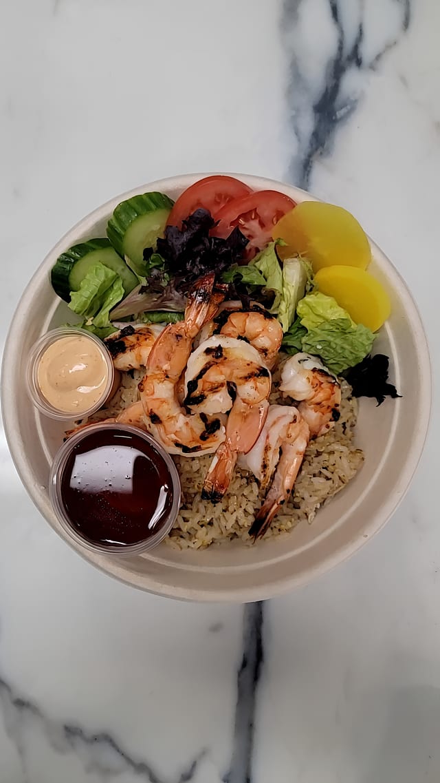 Grilled Shrimps/Egg Fried Rice.